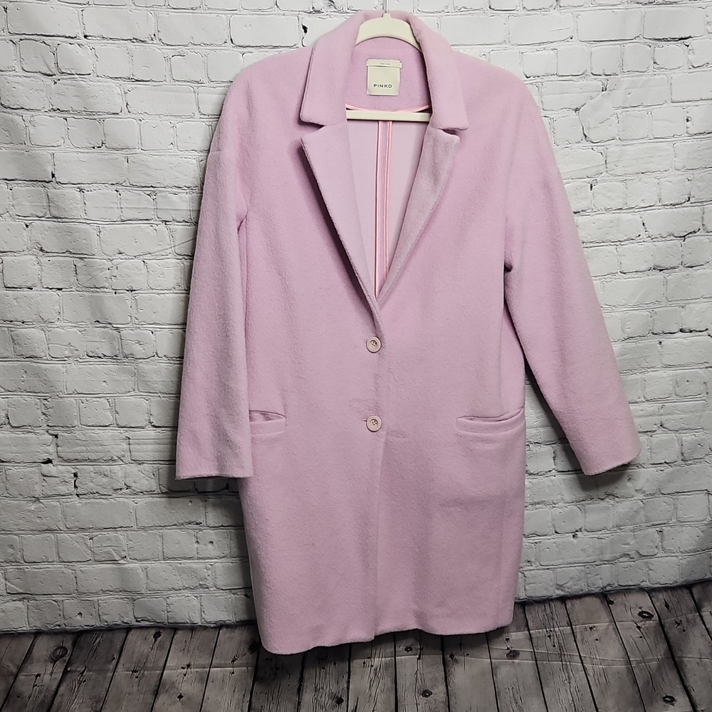 Pinko Overcoat Baby Pink Wool Blend Medium